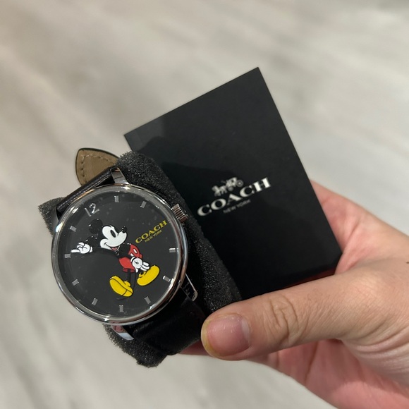 NEW | Authentic Coach X Disney Mickey Mouse Watch | Black Leather - Picture 5 of 10